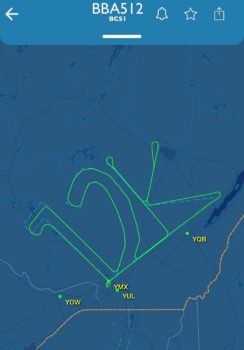 Traza radar de uno de los vuelos de prueba del Airbus número 12.000 entregado en el que se dibujó en el cielo 12K, por 12-000.
