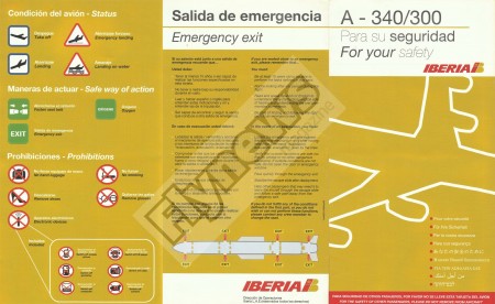 Instrucciones de seguridad del Airbus A340-300 de Iberia.