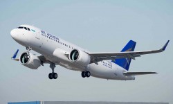 Air Astana A320neo El primer Airbus A320 de Air Astana en uno de sus vuelos de prueba.