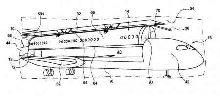 Uno de los dibujos que acompaña a la patente de Airbus de cabinas intercambiables.
