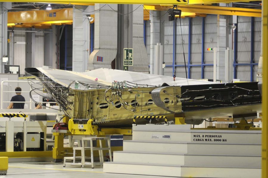 Producción en Getafe de estabilizadores horizontales para los aviones de Airbus, en este caso del A330.