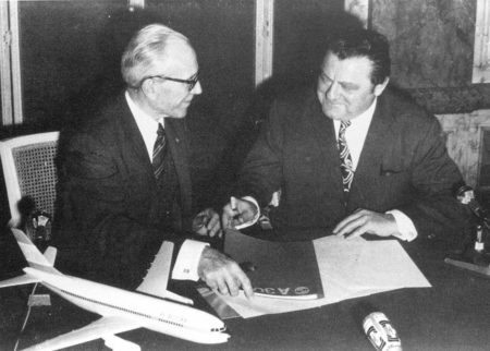 Firma de la constitución de Airbus en 1969.