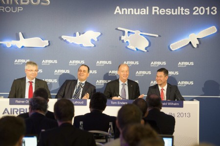 Rueda de prensa de presentación de los resultados de Airbus Group en 2013.