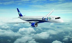 Azul E195-E2 Ilustración de un E-195-E2 con colores de Azul.