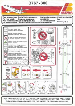 Instrucciones de seguridad del Boeing 767-300 de Iberia.
