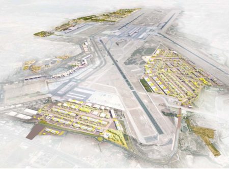 Resaltadas en color las diversas zonas del perímetro aeroportuario donde se llevará a cabo la construcción de infraestructuras.