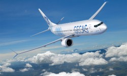 Boeing 737 MAX GECAS Dibujo de un B-737 MAX con colores de GECAS.