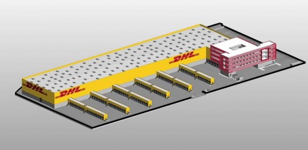 Imagen de cómo será la nueva terminal de DHL en el aeropuerto de Madrid Barajas.