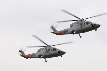 Helicópteros Sikorsky S-76 usados por el Ejército del Aire para la formación de nuevos pilotos.