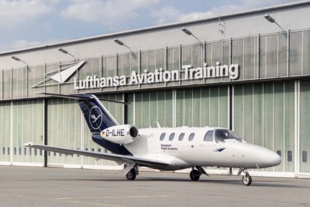 Parte de la formación en la escuela de pilotos de Lufthansa se realiza en reactores Cessna CitationJet CJ1.