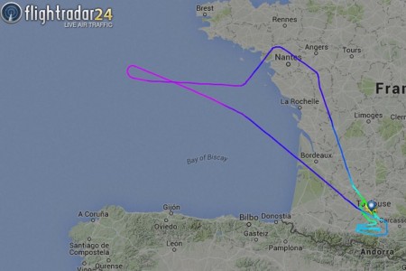 Trayectoria seguida por el primer vuelo del Airbus A330-200 de Iberia en su vuelo inaugural.