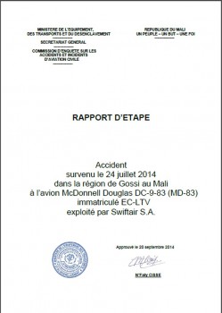 Informe preliminar del accidente de Swiftair en Mali.