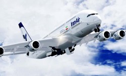 Iran Air A380 Ilustración del Airbus A380 con colores de Iran Air.