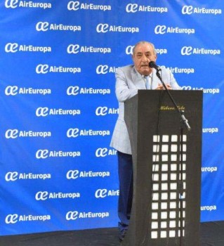 Juan José Hidalgo durante su intervención en la ceremonia a la llegada del primer vuelo con Boeing 787 de Air Europa a La Habana.
