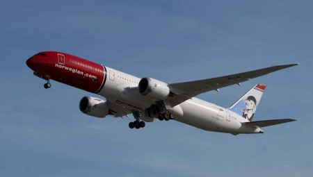El primer Boeing 787-9 de Norwegian está dedicado a Greta garbo, cuya imagen luce en su cola.
