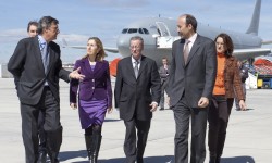 Pastor_Getafe Ana Pastor acompañada por secretario general y director de Relaciones Institucionales de Airbus, Alfredo Martínez, el director de Relaciones Institucionales de EADS en España, Jacinto García y el director de Ingeniería y Tecnología de Airbus Military, Miguel Ángel Morell