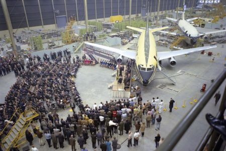 Presentación del Boeing 737 en enero de 1967.