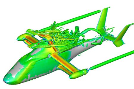 Análisis en 3D de la turbulencia originada por la cabeza del rotor principal del Racer y su carenado.