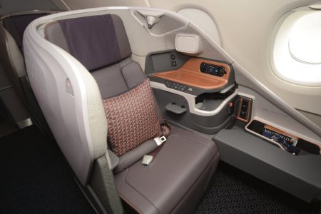Nuevo asiento de clase business en el A380 de Singapore Airlines.