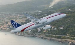 SuperJet 100 El avión accidentado en una fotografía promocional de Superjet