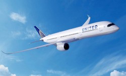 United Airbus A350-900 Ilustración de un A350-900 con colores de United.