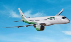Wideroe Embraer 190-E2 Ilustración de un E190-E2 con colores de Wideroe.