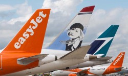 eayjet westjet norwegian Aviones de Easyjet, Norwegian y Westjet en el aeropuerto de Londres Gatwick.