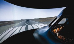simulador Aerotec Pantalla de proyección de un simulador Entrol A32.