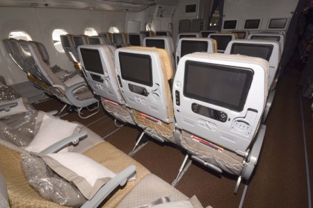 Asientos de clase turista del A350 de Singapore Airlines.