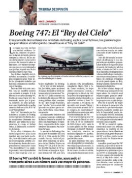 El Boeing 747 en su primer año de servicio transportó un millón de pasajeros.