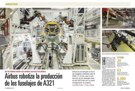 Airbus ha comenzado a robotizar la producción de las secciones de fuselaje del A321.