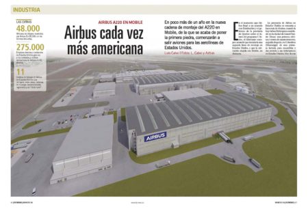 Airbus suma en Mobile (EE.UU.) a la cadena de montaje de A320 la del A220.