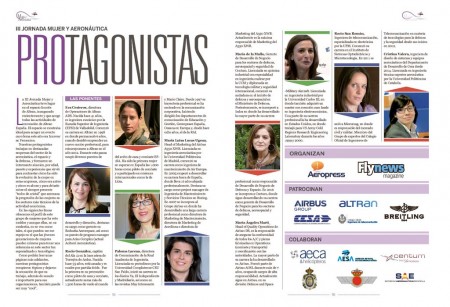 Las siete protagonistas de la III Jornada Mujer y Aeronáutica y la moderadora.