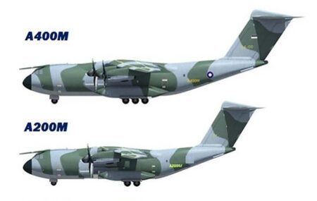 Ilustración que circula en internet comparando el A400M con el hipotético A200M.