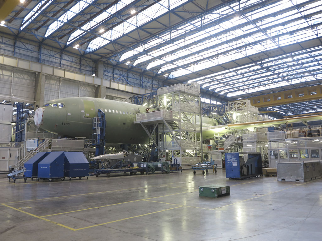 Cadena final de montaje del Airbus A330 en Toulouse.