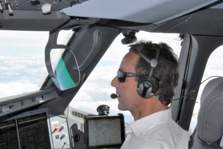 Fabrice Bregier en el Airbus A350.