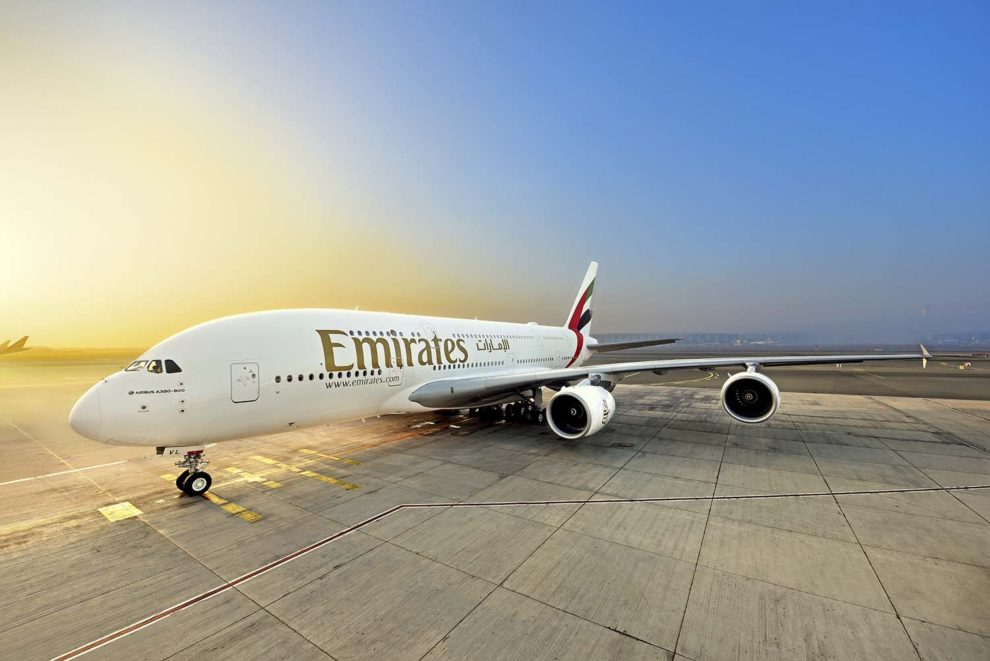 El Airbus A380 A6-EVL a su llegada a Dubai.