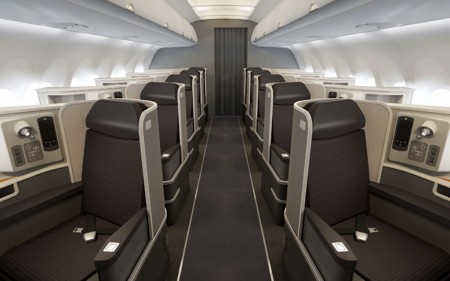 Asientos de primera clase del Airbus A321 de American Airlines