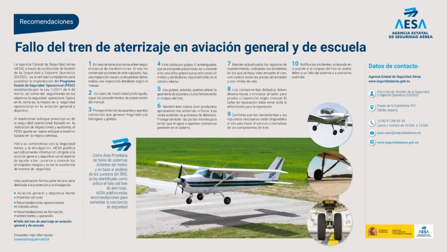 Recomendaciones de AESA para los trenes de aterrizaje.