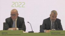 Maurici Lucena y José leo durante la presentación de los resultados de Aena en 2022.