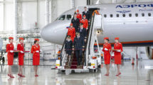 Ceremonia de entrega del primer A310neo de Aeroflot en Moscú.