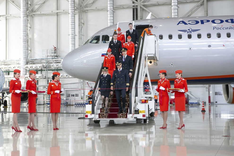 Ceremonia de entrega del primer A310neo de Aeroflot en Moscú.