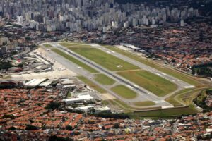 Vista aérea del aeropuerto de Sao Paulo Congonhas.