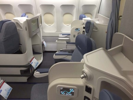 Nuevos asientos de clase business en el Airbus A330 de Air Europa.