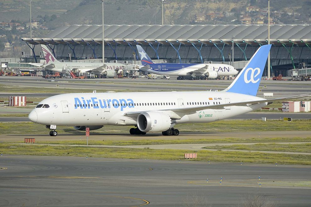Boeing 787-8 de Air Europa usado en la ruta entre Madrid y Medellín.