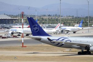 Aviones de Air Europa en la T4 del aeropuerto dee Madrid Barajas.