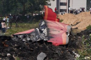 Estabilizador vertical del Boeing 787 de Air India tras el accidente.