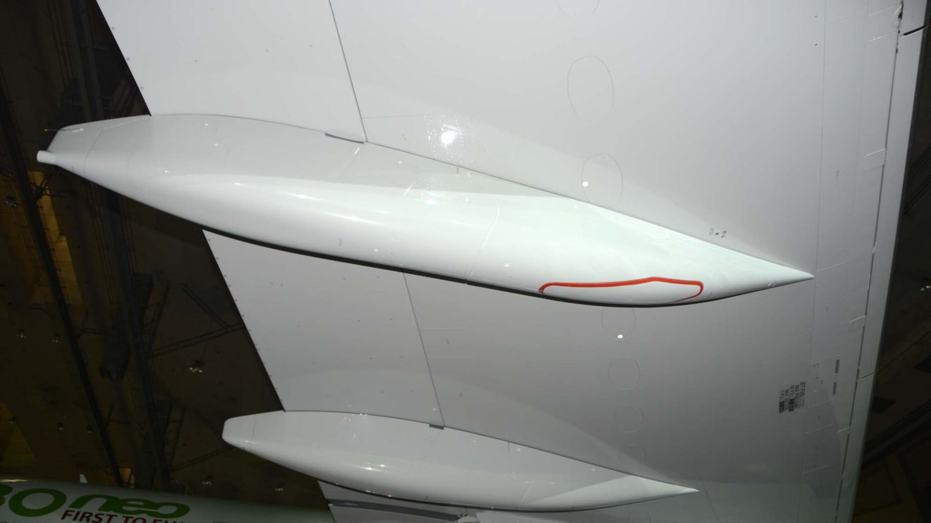 Las guías de flap se han cambiado respecto a las originales del A330 para mejorar la aerodinámica.