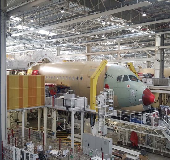 Cadena de montaje del Airbus A350 en Toulouse.