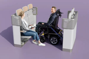 Ilustración de la U Suite con una silla de ruedas.